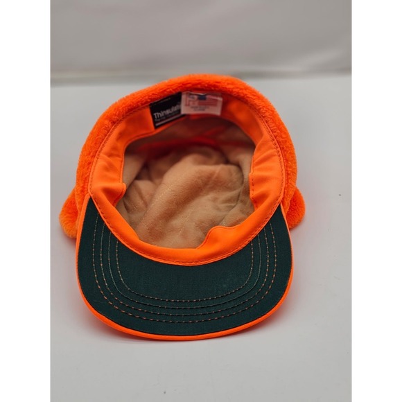 Vintage Made in USA Trooper Winter Trapper Hat Orange with Flaps Hunting - Picture 11 of 12